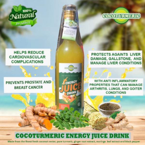 COCOTURMERIC ENERGY JUICE DRINK WITH MORINGA EXTRACT, 750 Ml